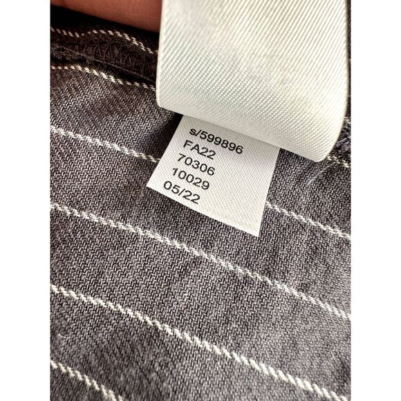 Loft 100% Cotton Modest Grey Striped Pleated Blouse size Petite Small - Picture 8 of 8